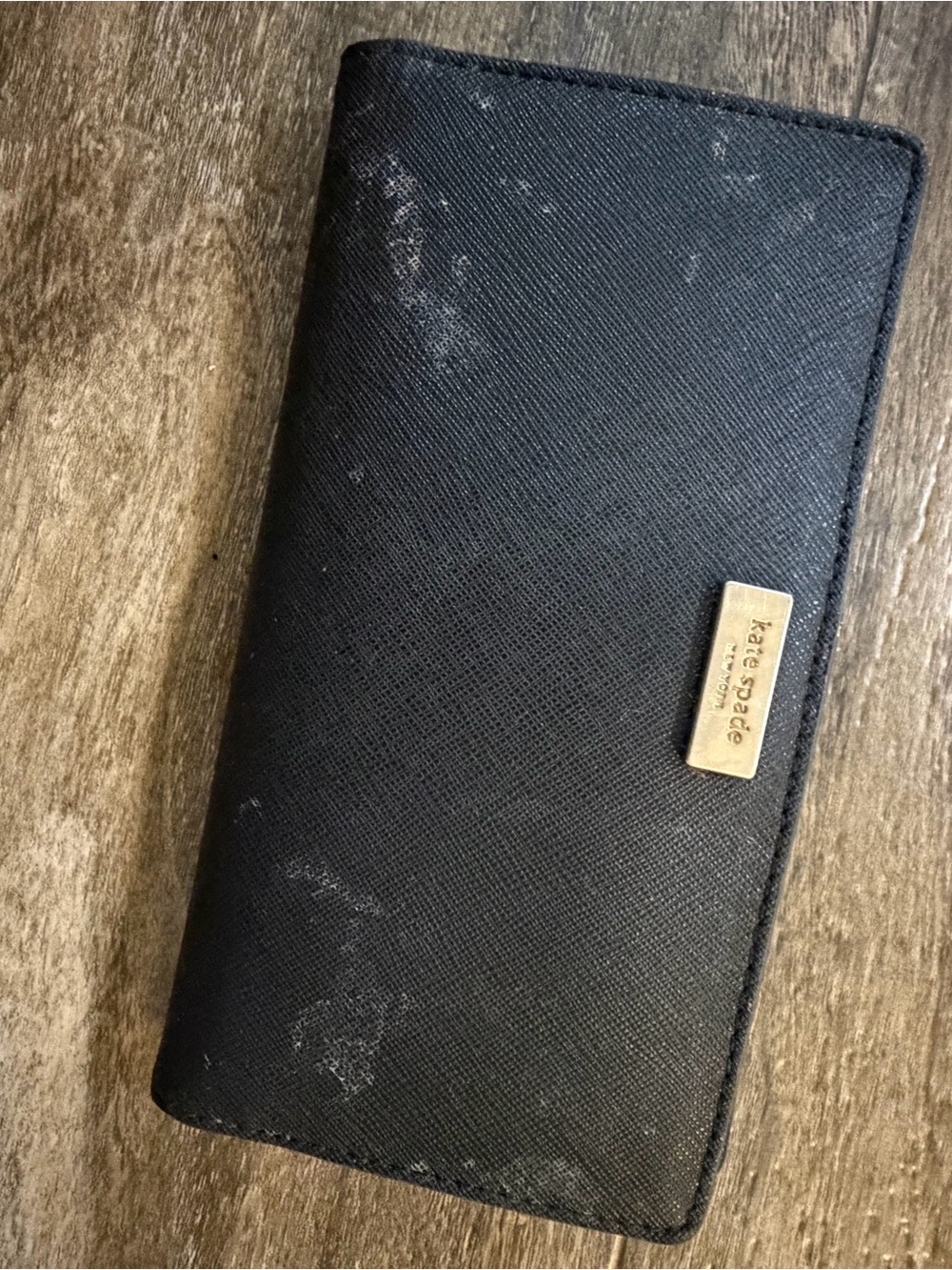 kate spade Black Wallet Card Holder with Gold Logo Plate